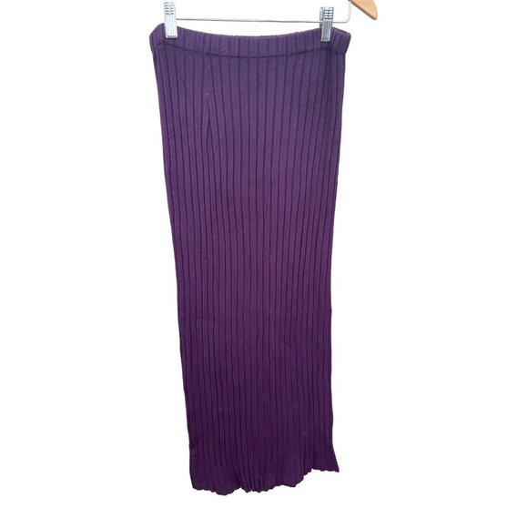 Shape FX Dark Purple Wide Ribbed Pull On Maxi Long Skirt Sz M - Picture 1 of 8